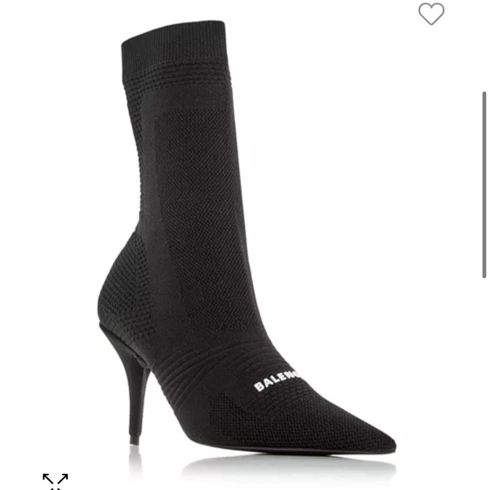 Balenciaga black bootie with white logo